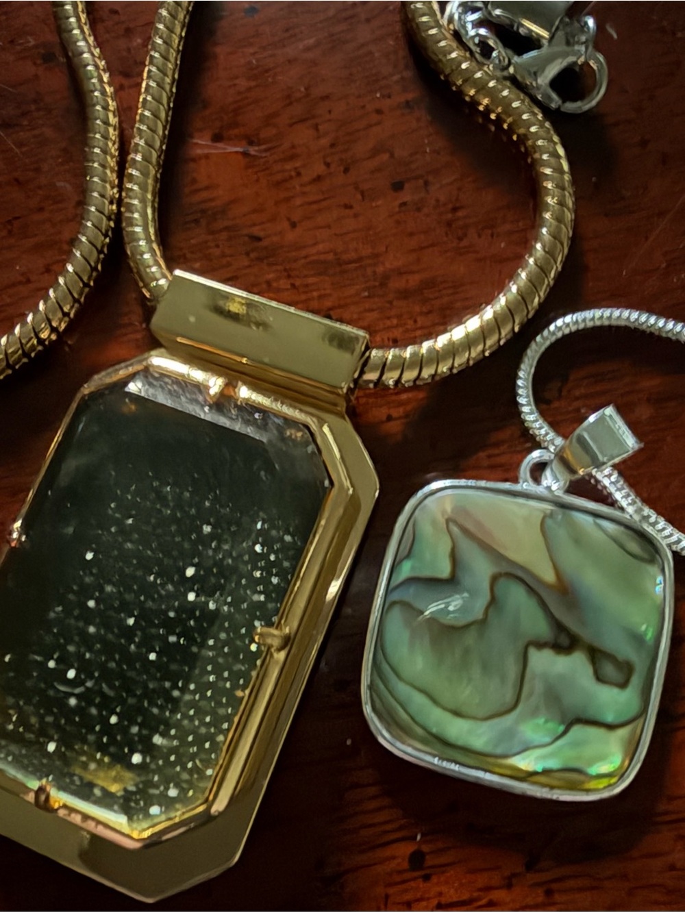 TWO Pendant Necklaces Gold Kate Spade & Silver Abalone